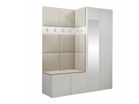 Előszoba garnitúra ORION XII (Tavasz XII), Keret színe: Fehér, Puha falpanel színe: Manila 02