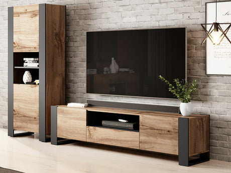 Nappali szett Meble WOOD II Wotan/antracyt