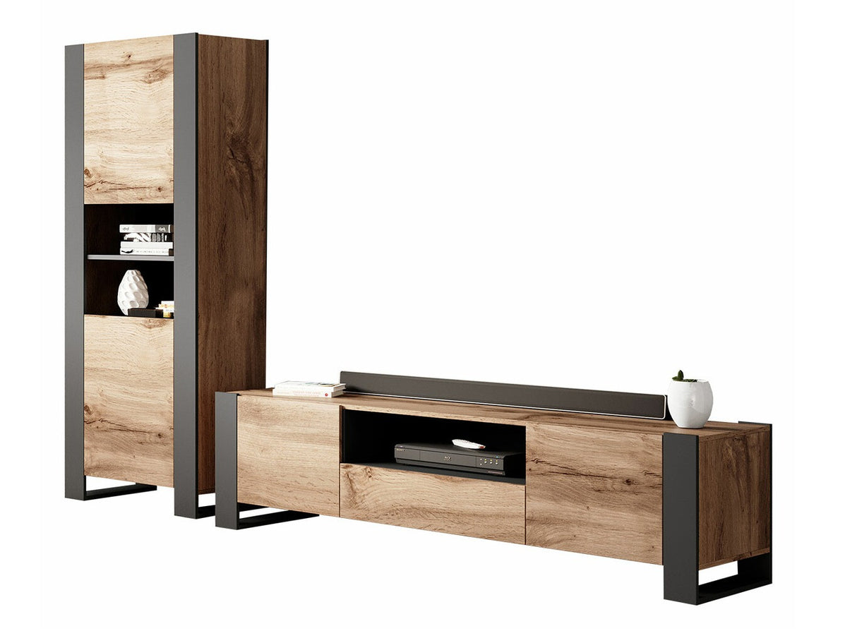Nappali szett Meble WOOD II Wotan/antracyt