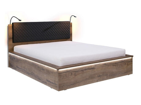 Ágy Denver (Verdek VD06), Led világítás: Igen, Szín: Monastery tölgy + Soft Pik 011