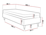 Kontinentális ágy LUX-BAZA ZŁOTA (Estelle-Baza Złota I), Szín: Manila 02, Alvó felület mérete: 80 x 200 cm