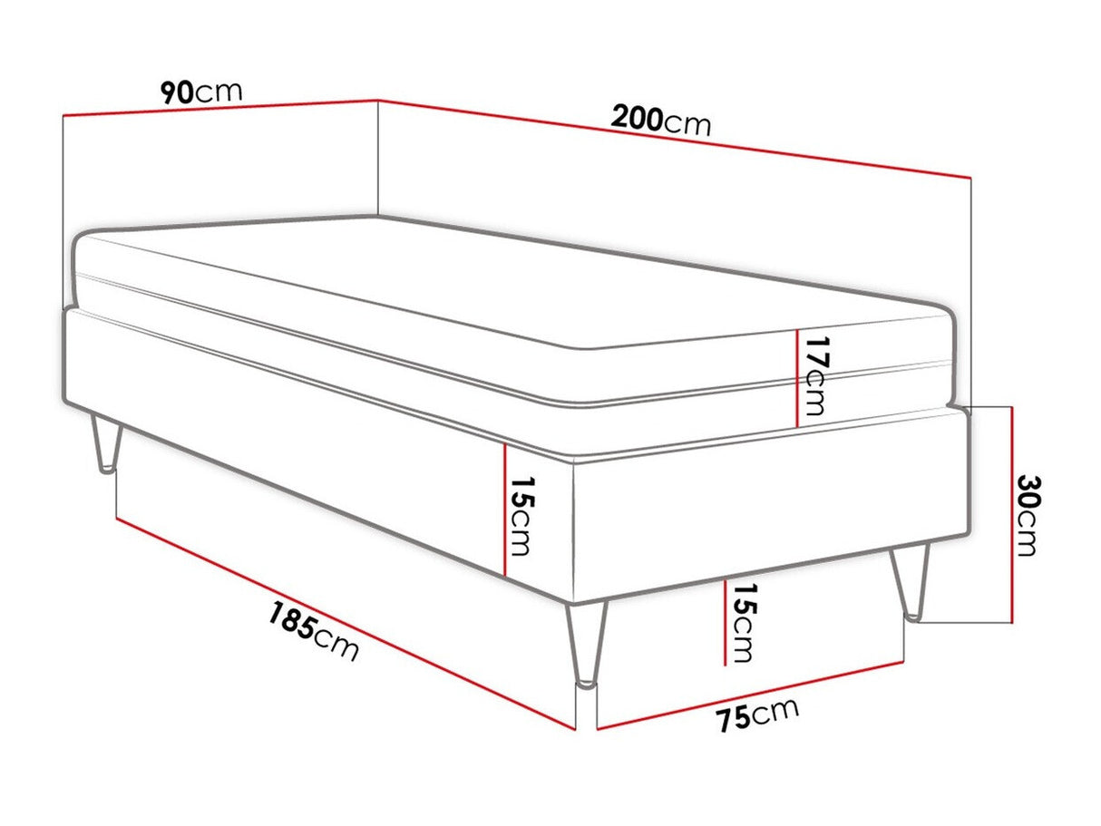 Kontinentális ágy LUX-BAZA ZŁOTA (Estelle-Baza Złota I), Szín: Manila 02, Alvó felület mérete: 90 x 200 cm