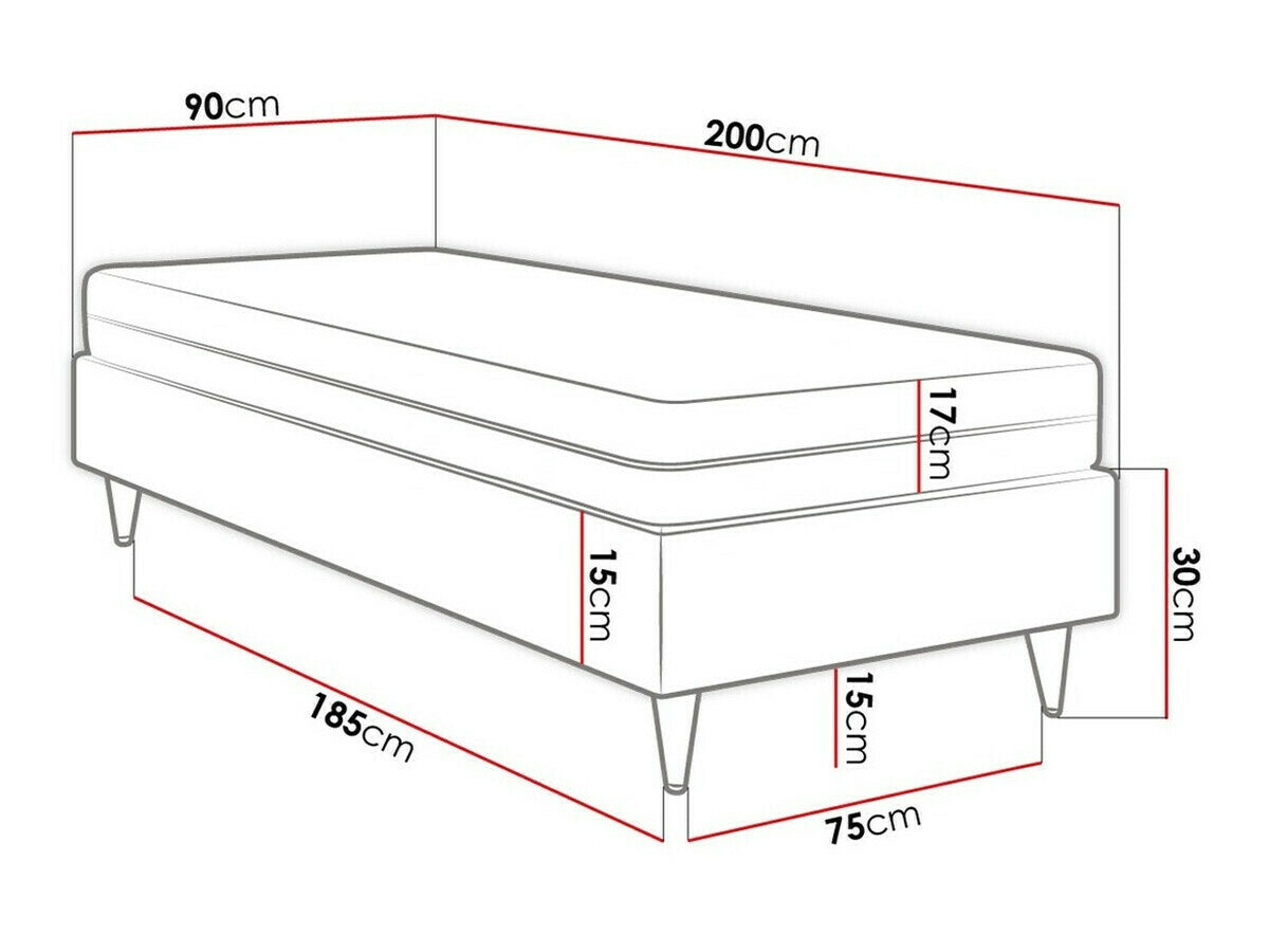 Kontinentális ágy LUX-BAZA ZŁOTA (Estelle-Baza Złota I), Szín: Manila 26, Alvó felület mérete: 90 x 200 cm