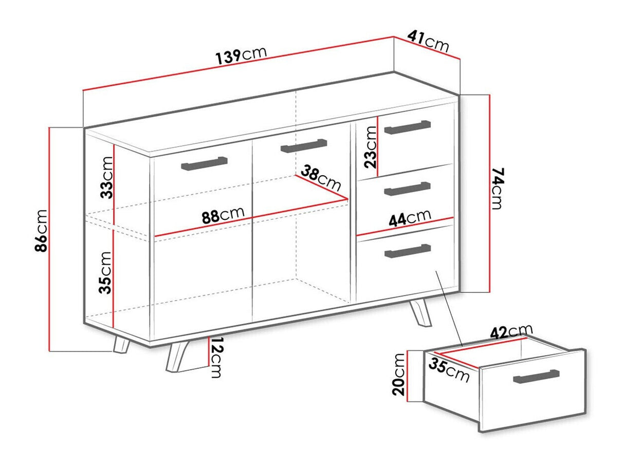 Komód BALI, Szín: Kék + Aranysárga