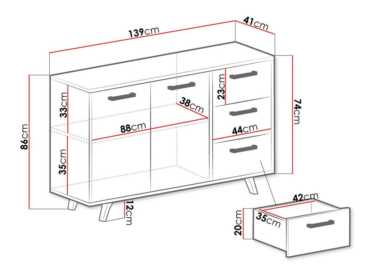 Komód BALI, Szín: Lila + Aranysárga