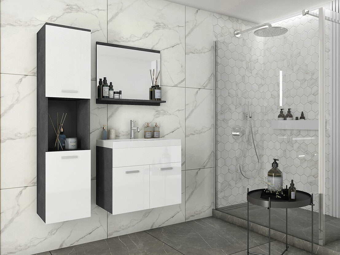 Fürdőszoba garnitúra Montreal (Floryna), Szín: Matera szürke + Fényes fehér