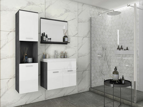 Fürdőszoba garnitúra Montreal (Floryna), Szín: Matera szürke + Fényes fehér