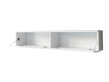 TV-állvány Lowboard D140 (Dlone 140), Led világítás: Igen, Szín: Fehér + Fényes fehér
