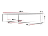 TV-állvány Lowboard D140 (Dlone 140), Led világítás: Igen, Szín: Fehér + Fényes fehér