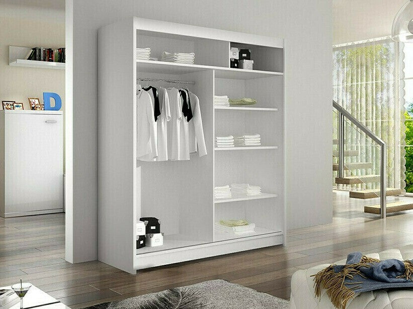 Gardróbszekrény Caminem II (Belgia II), Szín: Fehér + Artisan tölgy, Led világítás: Igen