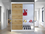Gardróbszekrény Caminem III (Belgia III), Szín: Fehér + Artisan tölgy, Led világítás: Nem