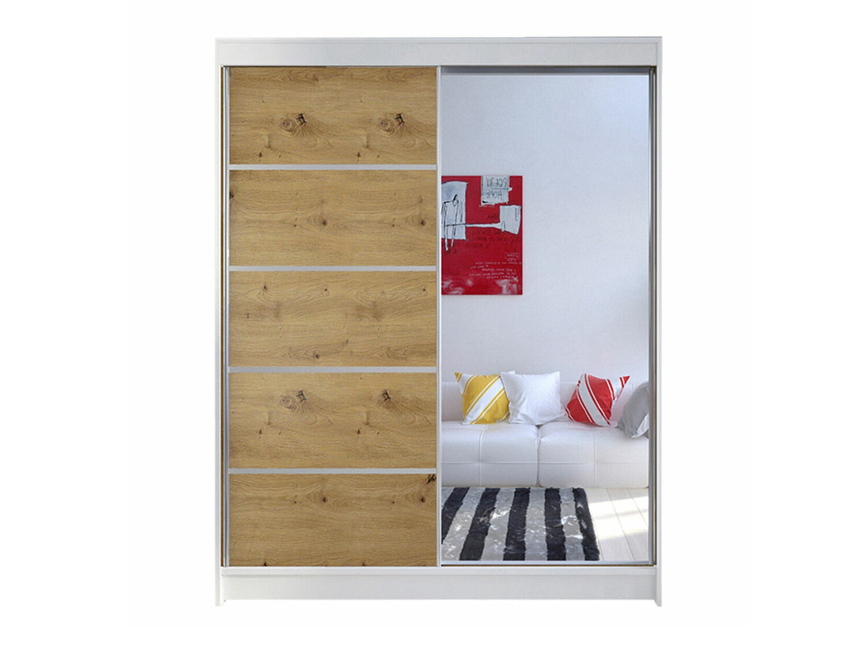 Gardróbszekrény Caminem III (Belgia III), Szín: Fehér + Artisan tölgy, Led világítás: Nem