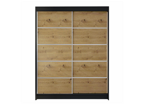 Gardróbszekrény Caminem IV (Belgia IV), Szín: Fekete + Artisan tölgy, Led világítás: Nem