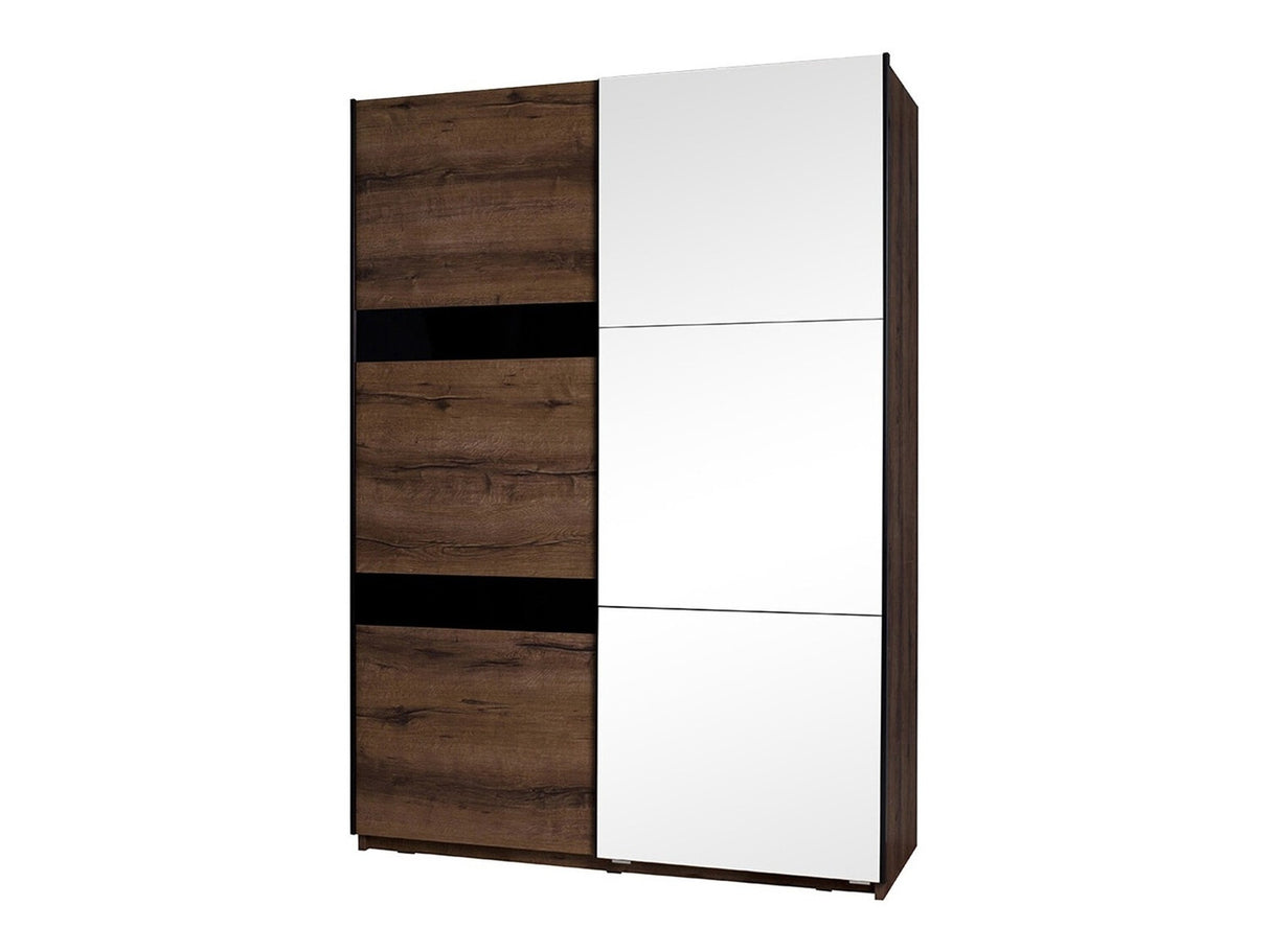 Gardróbszekrény Denver (Verdek SZ150 VD12), Fék: Nem, Tükör: Igen, Led világítás: Nem, Szín: Monastery tölgy + Fényes fekete