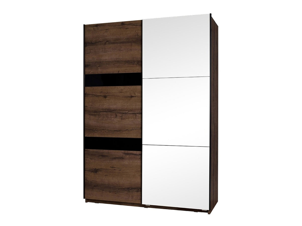 Gardróbszekrény Denver (Verdek SZ150 VD12), Fék: Igen, Tükör: Igen, Led világítás: Nem, Szín: Monastery tölgy + Fényes fekete