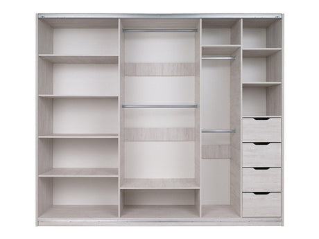 Gardróbszekrény Denver (Verdek SZ250 VD13) I, Led világítás: Nem, Szín: Monastery tölgy + Fényes fekete