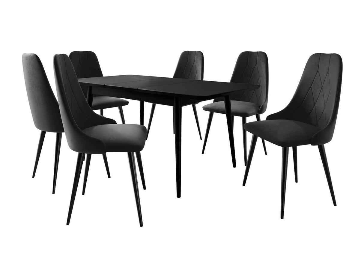 Étkezőgarnitúra Zestaw 02 6xS91 + INES 140x80, Szék színe: Fekete + Magic Velvet 2219, Szín: Fekete
