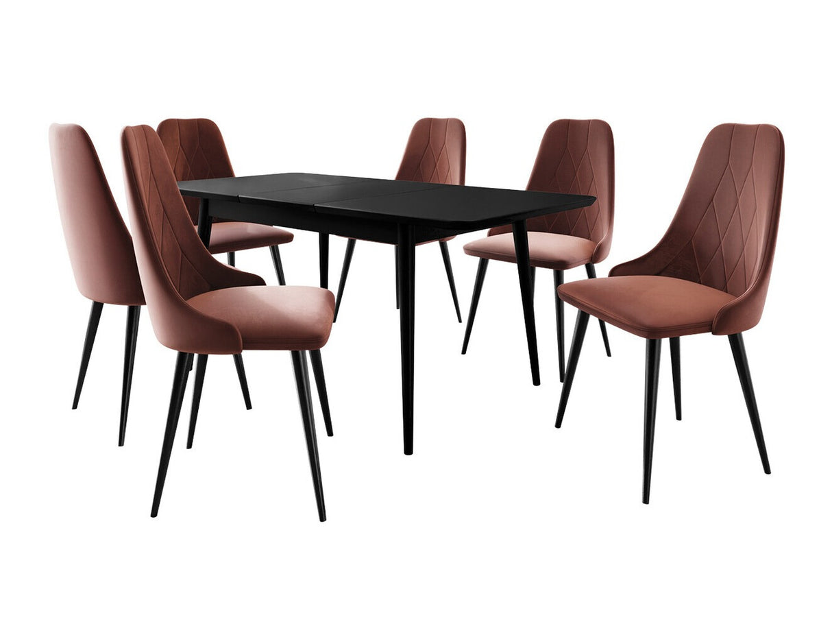 Étkezőgarnitúra Zestaw 02 6xS91 + INES 140x80, Szék színe: Fekete + Magic Velvet 2258, Szín: Fekete