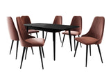 Étkezőgarnitúra Zestaw 02 6xS91 + INES 140x80, Szék színe: Fekete + Magic Velvet 2258, Szín: Fekete