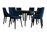 Étkezőgarnitúra Zestaw 07 6xS97 SKANDI 140x80, Szék színe: Fekete + Magic Velvet 2216, Asztal színe: Fekete