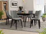 Étkezőgarnitúra Zestaw 07 6xS97 SKANDI 140x80, Szék színe: Fekete + Magic Velvet 2217, Asztal színe: Fekete