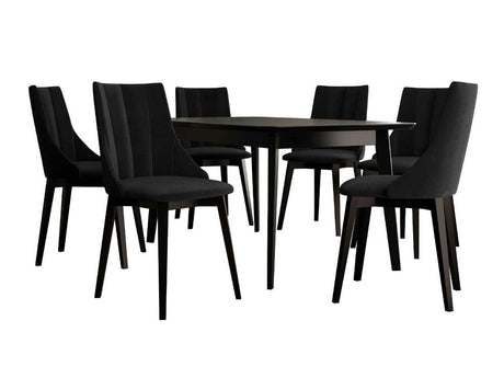 Étkezőgarnitúra Zestaw 07 6xS97 SKANDI 140x80, Szék színe: Fekete + Magic Velvet 2219, Asztal színe: Fekete
