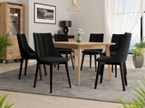 Étkezőgarnitúra Zestaw 07 6xS97 SKANDI 140x80, Szék színe: Fekete + Magic Velvet 2219, Asztal színe: Barna