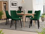 Étkezőgarnitúra Zestaw 07 6xS97 SKANDI 140x80, Szék színe: Fekete + Magic Velvet 2225, Asztal színe: Barna