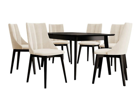 Étkezőgarnitúra Zestaw 07 6xS97 SKANDI 140x80, Szék színe: Fekete + Magic Velvet 2250, Asztal színe: Fekete