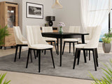 Étkezőgarnitúra Zestaw 07 6xS97 SKANDI 140x80, Szék színe: Fekete + Magic Velvet 2250, Asztal színe: Fekete