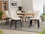 Étkezőgarnitúra Zestaw 07 6xS97 SKANDI 140x80, Szék színe: Fekete + Magic Velvet 2250, Asztal színe: Barna