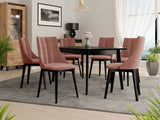 Étkezőgarnitúra Zestaw 07 6xS97 SKANDI 140x80, Szék színe: Fekete + Magic Velvet 2258, Asztal színe: Fekete