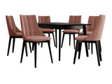 Étkezőgarnitúra Zestaw 07 6xS97 SKANDI 140x80, Szék színe: Fekete + Magic Velvet 2258, Asztal színe: Fekete