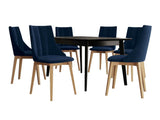Étkezőgarnitúra Zestaw 07 6xS97 SKANDI 140x80, Szék színe: Barna + Magic Velvet 2216, Asztal színe: Fekete