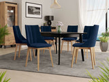 Étkezőgarnitúra Zestaw 07 6xS97 SKANDI 140x80, Szék színe: Barna + Magic Velvet 2216, Asztal színe: Fekete