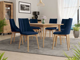 Étkezőgarnitúra Zestaw 07 6xS97 SKANDI 140x80, Szék színe: Barna + Magic Velvet 2216, Asztal színe: Barna
