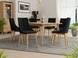 Étkezőgarnitúra Zestaw 07 6xS97 SKANDI 140x80, Szék színe: Barna + Magic Velvet 2219, Asztal színe: Barna