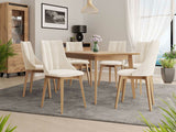 Étkezőgarnitúra Zestaw 07 6xS97 SKANDI 140x80, Szék színe: Barna + Magic Velvet 2250, Asztal színe: Barna