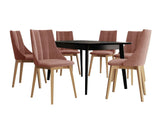 Étkezőgarnitúra Zestaw 07 6xS97 SKANDI 140x80, Szék színe: Barna + Magic Velvet 2258, Asztal színe: Fekete