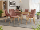 Étkezőgarnitúra Zestaw 07 6xS97 SKANDI 140x80, Szék színe: Barna + Magic Velvet 2258, Asztal színe: Barna