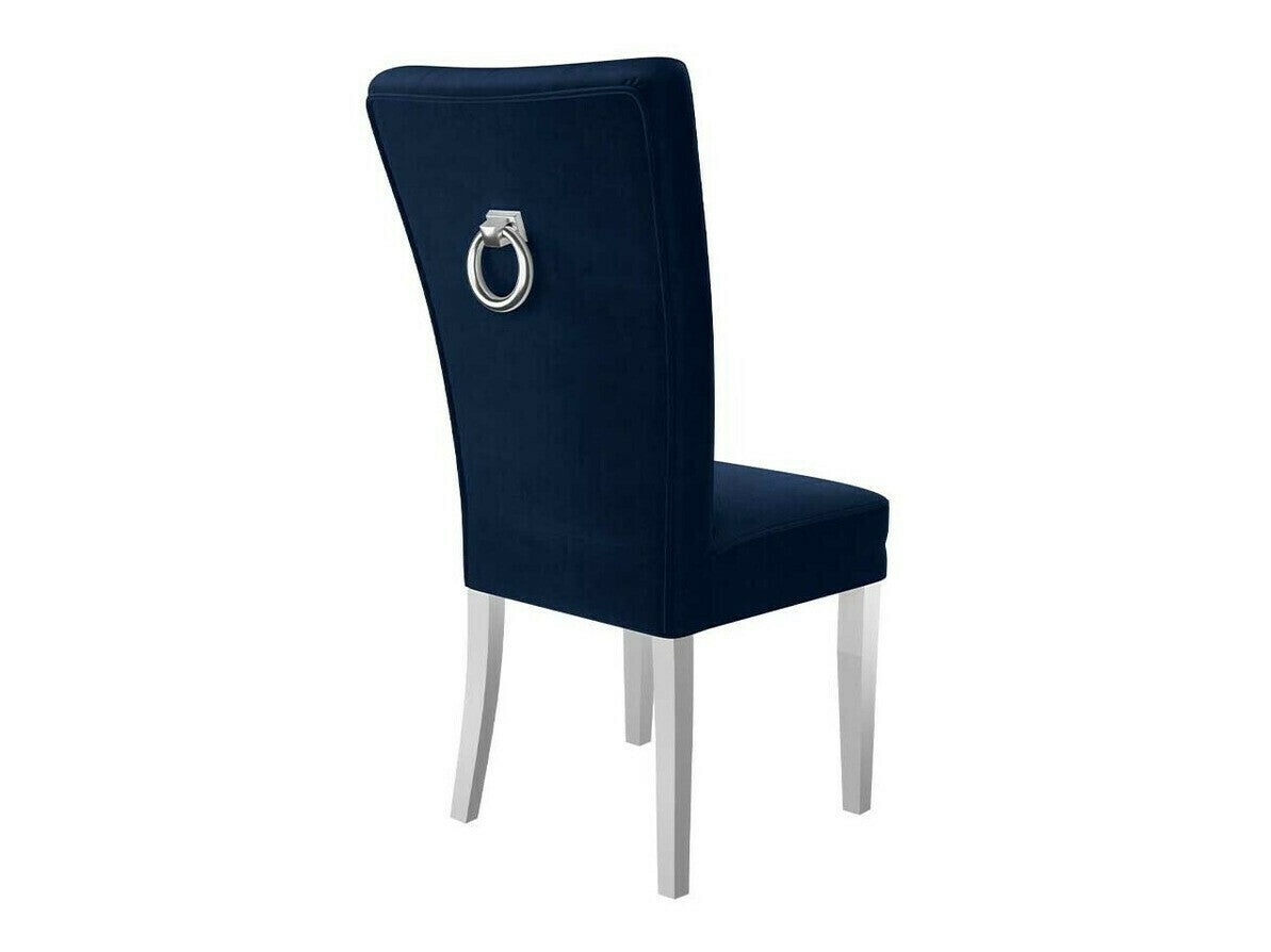 Étkezőgarnitúra Zestaw 09 6xS67 SKANDI 140x80, Szék színe: Fehér + Magic Velvet 2216, Asztal színe: Fekete, Színes dekorációk: Ezüst