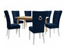 Étkezőgarnitúra Zestaw 09 6xS67 SKANDI 140x80, Szék színe: Fehér + Magic Velvet 2216, Asztal színe: Barna, Színes dekorációk: Aranysárga