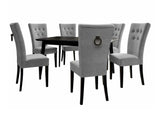 Étkezőgarnitúra Zestaw 09 6xS67 SKANDI 140x80, Szék színe: Fekete + Magic Velvet 2217, Asztal színe: Fekete, Színes dekorációk: Fekete