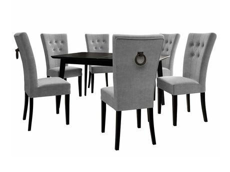 Étkezőgarnitúra Zestaw 09 6xS67 SKANDI 140x80, Szék színe: Fekete + Magic Velvet 2217, Asztal színe: Fekete, Színes dekorációk: Fekete