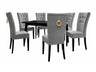 Étkezőgarnitúra Zestaw 09 6xS67 SKANDI 140x80, Szék színe: Fekete + Magic Velvet 2217, Asztal színe: Fekete, Színes dekorációk: Aranysárga