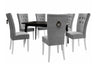 Étkezőgarnitúra Zestaw 09 6xS67 SKANDI 140x80, Szék színe: Fehér + Magic Velvet 2217, Asztal színe: Fekete, Színes dekorációk: Fekete