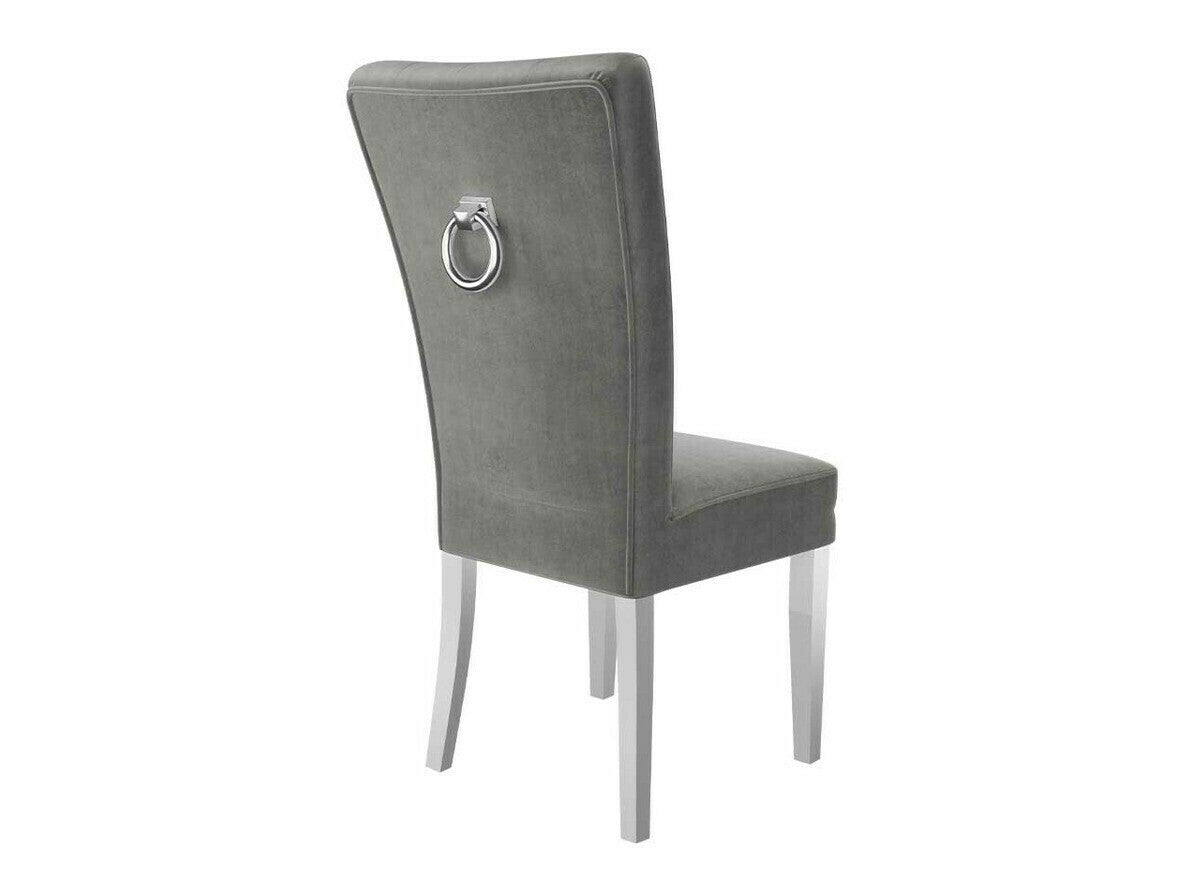 Étkezőgarnitúra Zestaw 09 6xS67 SKANDI 140x80, Szék színe: Fehér + Magic Velvet 2217, Asztal színe: Fekete, Színes dekorációk: Ezüst