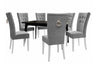 Étkezőgarnitúra Zestaw 09 6xS67 SKANDI 140x80, Szék színe: Fehér + Magic Velvet 2217, Asztal színe: Fekete, Színes dekorációk: Ezüst