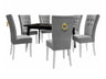 Étkezőgarnitúra Zestaw 09 6xS67 SKANDI 140x80, Szék színe: Fehér + Magic Velvet 2217, Asztal színe: Fekete, Színes dekorációk: Aranysárga