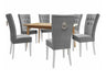 Étkezőgarnitúra Zestaw 09 6xS67 SKANDI 140x80, Szék színe: Fehér + Magic Velvet 2217, Asztal színe: Barna, Színes dekorációk: Ezüst
